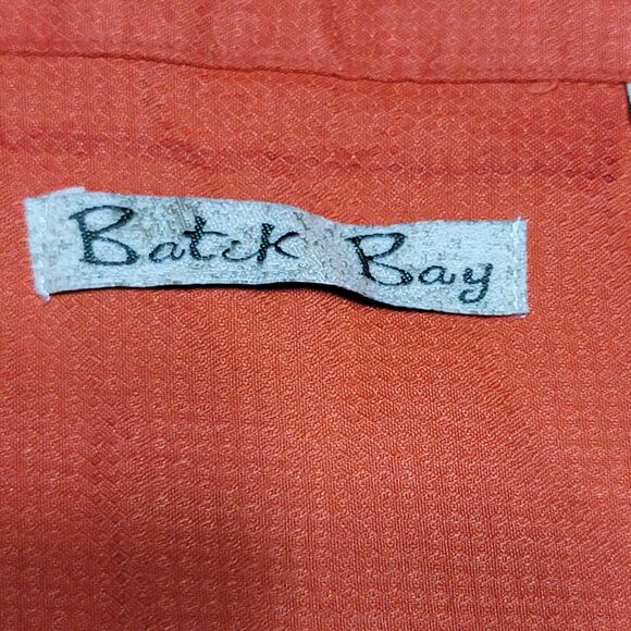 Batik Bay SS Full Button Orange Shirt Embroidered Leaves & Martini Glasses - XXL - Picture 4 of 5